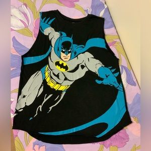 EUC  Batman Print Boy  Active Black/Blue Tee  sleeveless size L